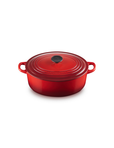 Cocotte ovale 29cm en fonte émaillée cerise