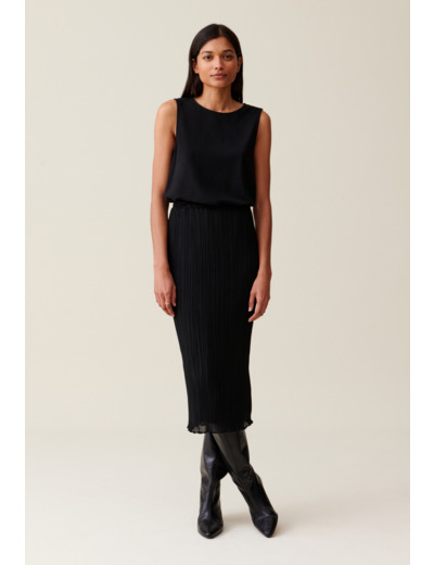 Robe 7/8ème col rond élastiquée