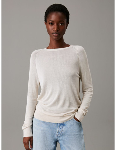 JUMPER À COL ROND EN MELANGE DE SOIE À MANCHES LONGUES