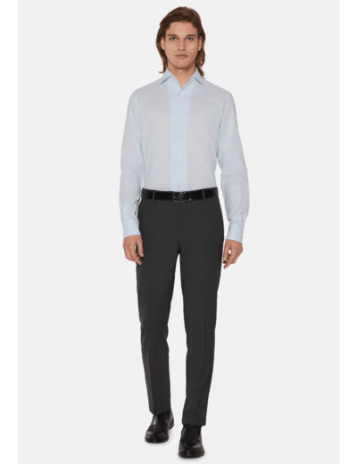 Chemise Bleu Clair En Coton Dobby Regular Fit