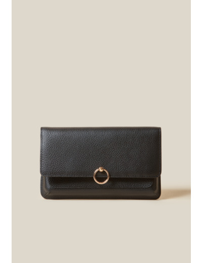 Pochette large cuir grainé