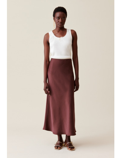 Jupe midi fluide satinée