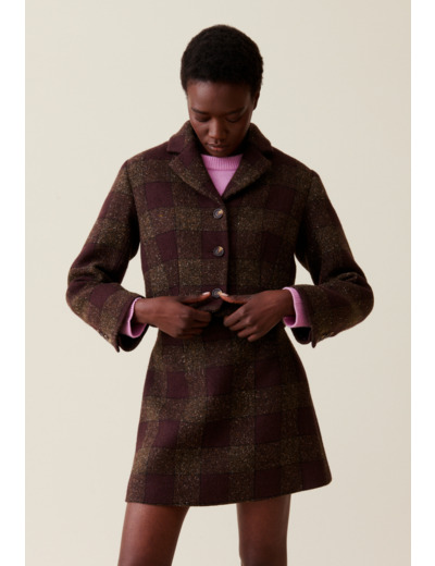 Veste courte carreaux boutonnée