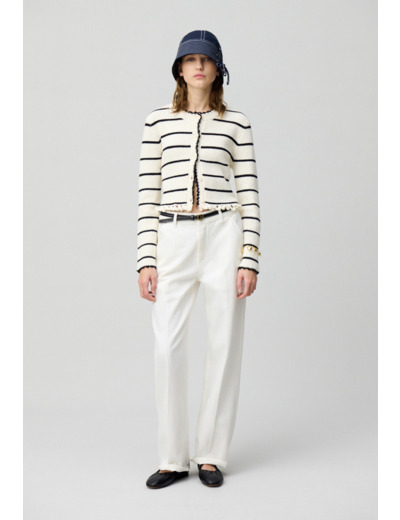 Cardigan rayures maille fine