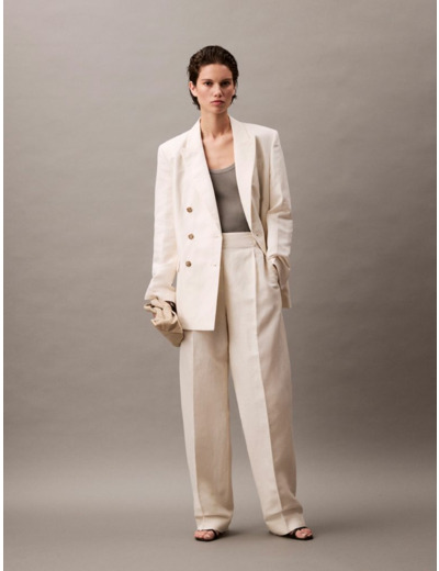 BLAZER DOUBLE BOUTONNÉ EN LIN DÉCONTRACTÉ