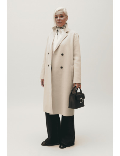 Manteau mi-long laine mélangée beige