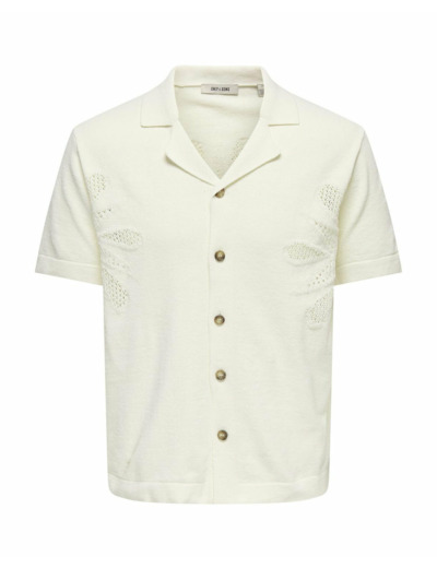 Chemise Homme ONSJAM LIFE REG SS SHIRT KNIT Beige