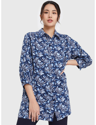 เสื้อเชิ้ตผู้หญิงแขนยาว พิมพ์ลาย