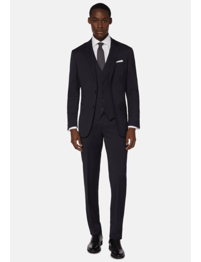 Veste Bleu Marine En Sergé De Laine Extensible