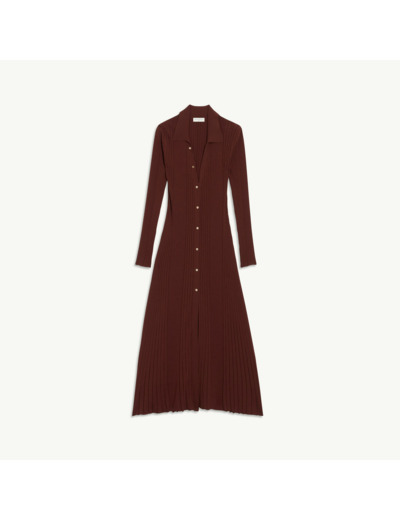 Robe longue à côtes en maille