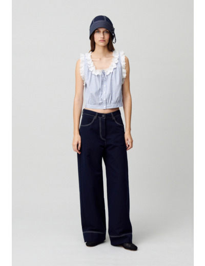 Top dentelle à carreaux