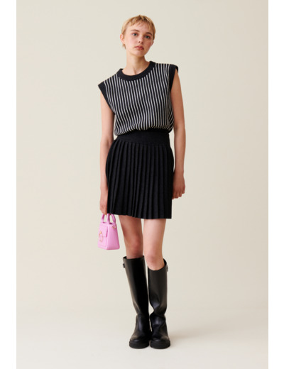 Jupe courte maille gris chiné