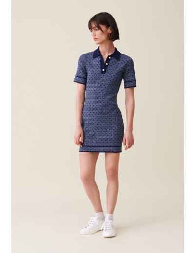 Robe courte monogramme marine