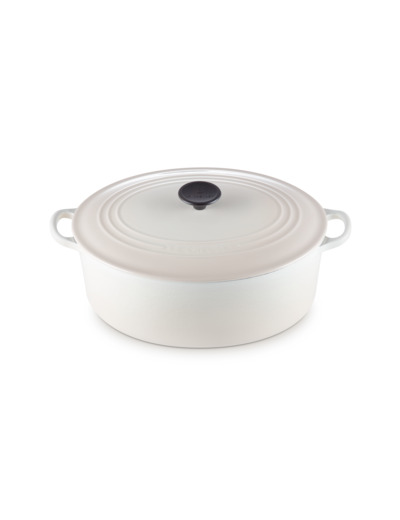 Cocotte ovale 31cm en fonte émaillée meringue