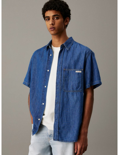 CHEMISE EN DENIM À MANCHES COURTES RÉGULIÈRES