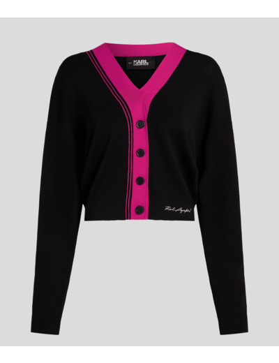 2 TONE V NECK KNIT CARDIGAN