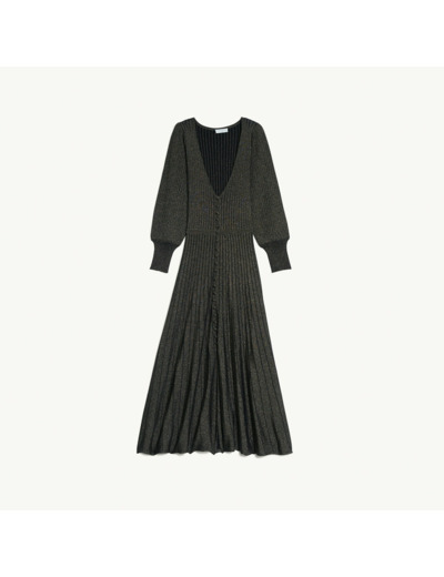 Robe longue en maille lurex boutonnée