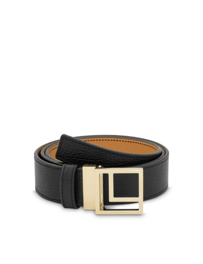 Logo Carré L - Ceinture réversible - Noir/Camel
