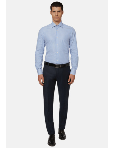 Chemise Bleue À Rayures En Coton Slim Fit