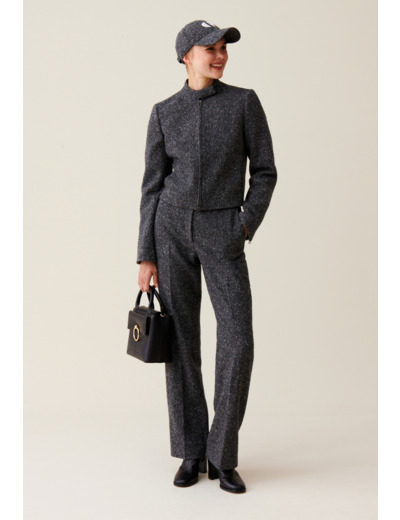 Veste courte laine mélangée grise