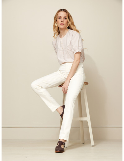 PANTALON SLIM DENIM BLANC