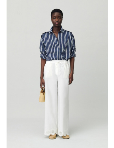 Pantalon léger large brodé