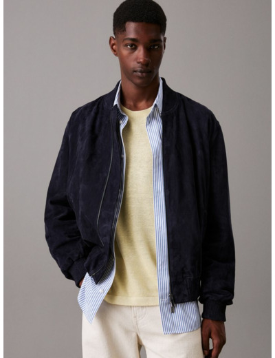 VESTE BOMBER EN CUIR SUEDE