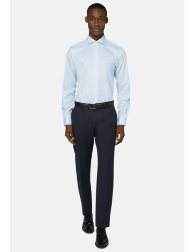 Chemise À Rayures Bleue Clair En Sergé De Coton Slim Fit