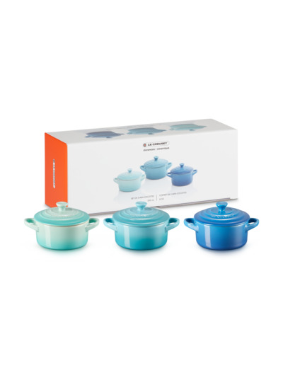 Set de 3 mini cocottes 250ml (bleu marseille, cool mint et bleu caraïbes)