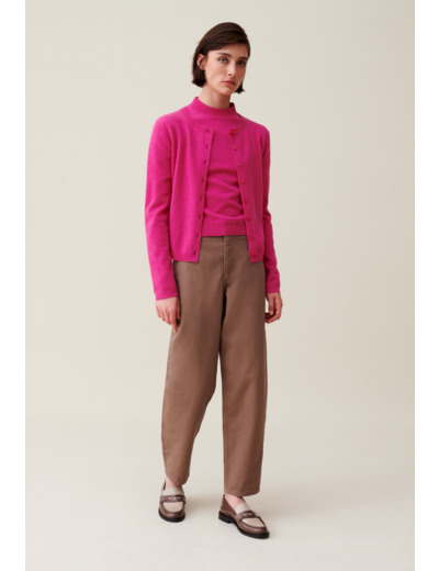 Cardigan laine boutonné broderie CP