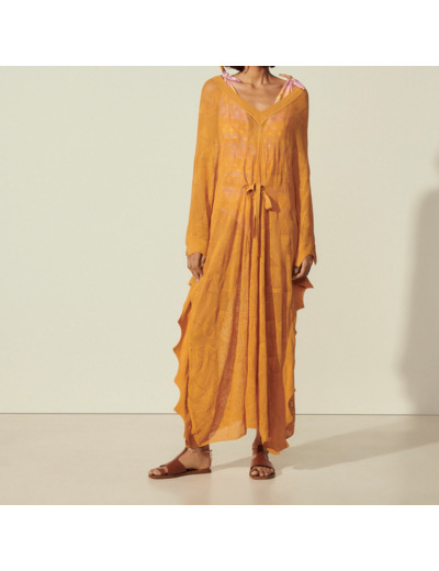 Robe longue esprit poncho en maille
