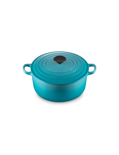 Cocotte ronde 24cm en fonte émaillée bleu caraïbes
