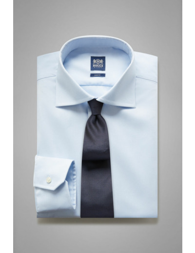 Chemise Bleu Clair En Coton Stretch Coupe Slim