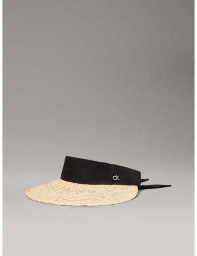 Bandeau en lin avec visière en paille