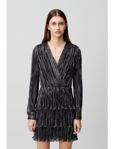 Robe argentée courte à volants