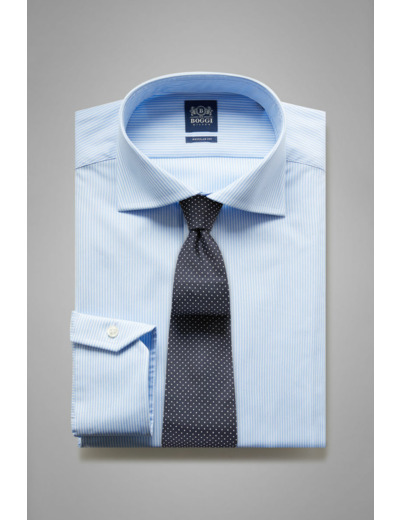 Chemise En Coton À Rayures Bleues Coupe Droite