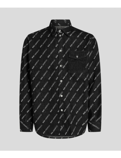 DIAGONAL PRINT DENIM OVERSHIRT