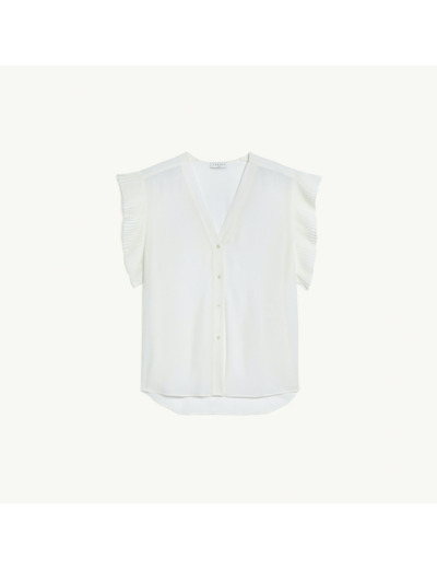 Chemise en soie avec volant plissé