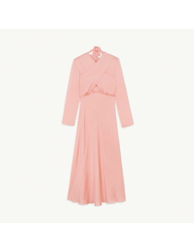 Robe longue avec encolure drapée