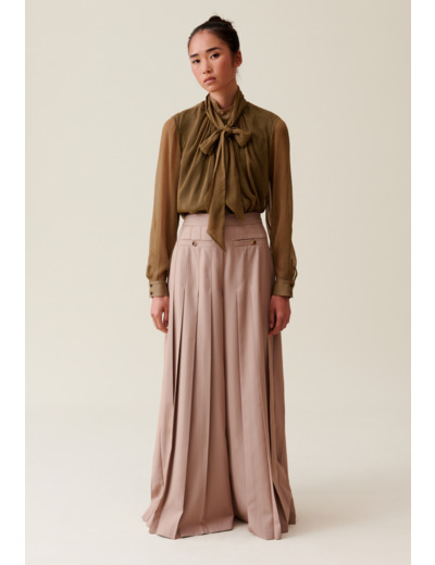 Blouse lavallière carreaux fluide