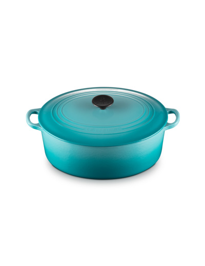 Cocotte ovale 31cm en fonte émaillée bleu caraïbes