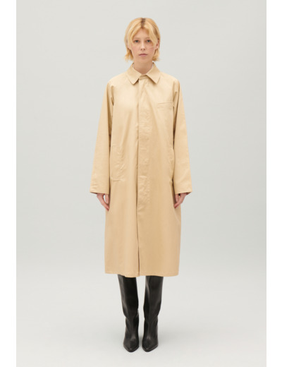 Manteau réversible mi-long beige