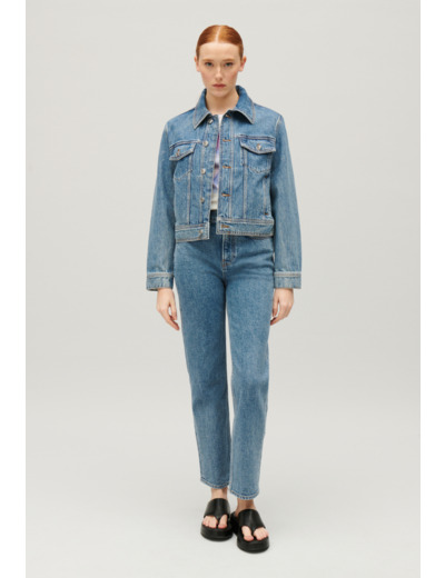 Veste droite jean bleu