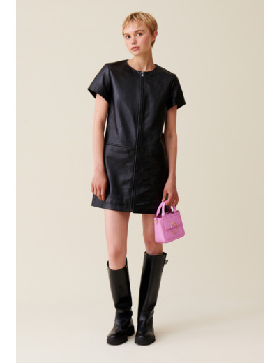 Robe cuir courte zippée