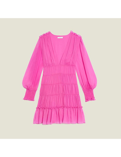 Robe courte en voile à  fronces