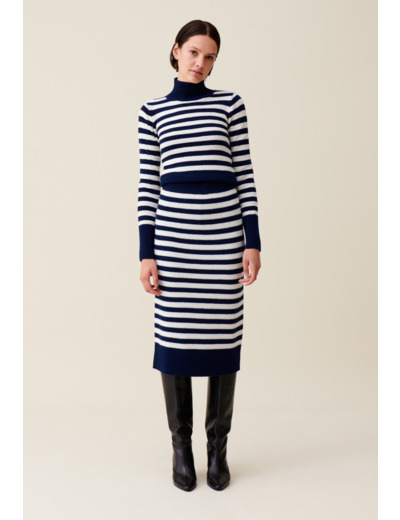 Jupe maille rayures marinière