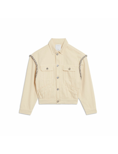 Veste en jean oversize strassée