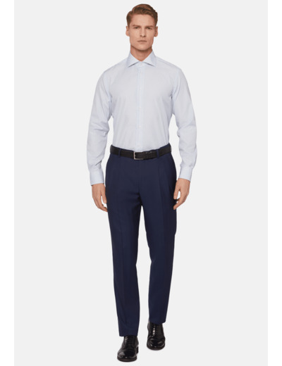 Chemise À Rayures Bleu Ciel En Coton Slim Fit