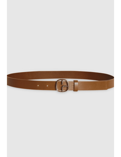 Ceinture cuir monogramme marron