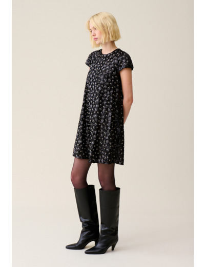 Robe courte babydoll brodée